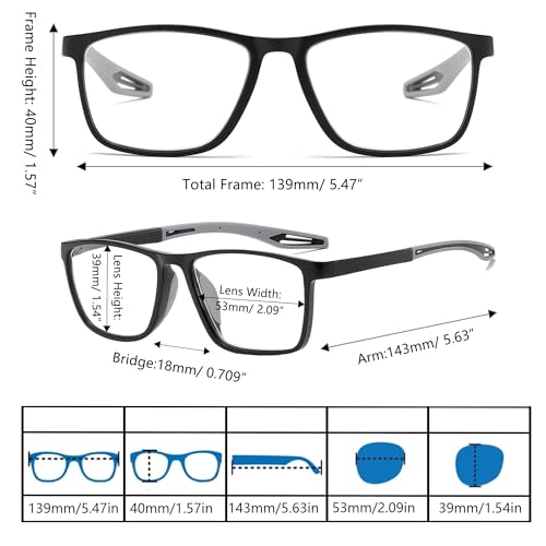 Fsread 3 Pack Reading Glasses Men Sporty Blue Light Blocking Comfortable And Flexible Lightweight Readers +2.5 - 7