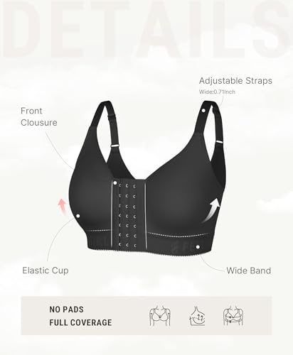 Image of FeelinGirl Post Surgery Bras for Women Front Closure Mastectomy Bras Surgical Wireless Full Coverage Compression Bra