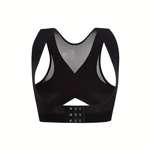 猫背矯正ベルト 姿勢矯正 調節可能な姿勢矯正バックブレース - 通気性のあるニット生地の姿勢サポート、ナイロンとスパンデックス製、手洗い可能、1枚入り - ユニセックスの胸と肩の矯正サポートトップS黒