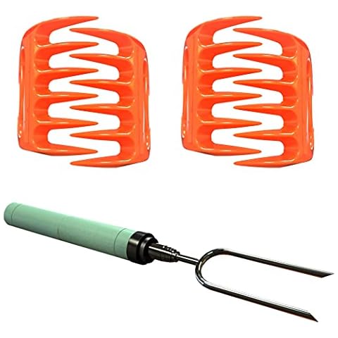 Jolly Green Products BBQ Accessories Bundle - Ekoclaws Shred, Pull, Lift & Carve Food & Roasting Sticks Set of 5 Telescoping Forks Cover