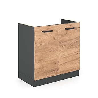 Foto di Vicco mobile lavello cucina R-line, Quercia dorata/Antracite, 80 cm senza piano di lavoro