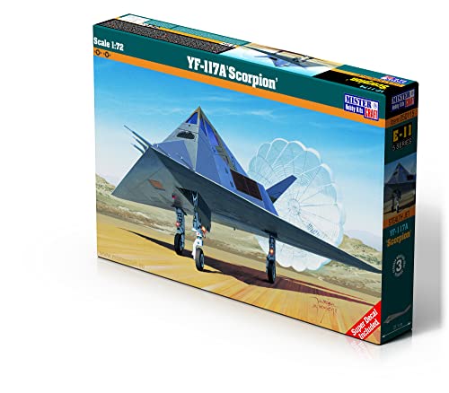 Mistercraft Maqueta de maqueta YF-117A Scorpion, escala 1:72, de plástico, para montar, incluye pegamento, modelo de plástico, instrucciones de construcción, 211 mm x 197 mm