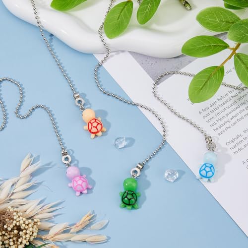 Image of DICOSMETIC 4 Colors Light Pull Chain Set Iron Pull Ball Chains Extension with Resin Turtle Charms 13.66 inch Fan Beaded Ball Switch Chain Extender for Home Light Lamp