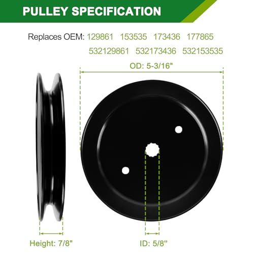 54 Inch Mower Deck Rebuild Kits - Fits Husqvarna LGT24K54 LGT2554 LGT2654 YTH2454 Poulan Pro PB22H54BF with 54" Deck 3 Spindles (187292) 3 Blades (187254/187256) 3 Pulley (153535) 1 Belt (21546382) by JSXDNWYJ - Image 6