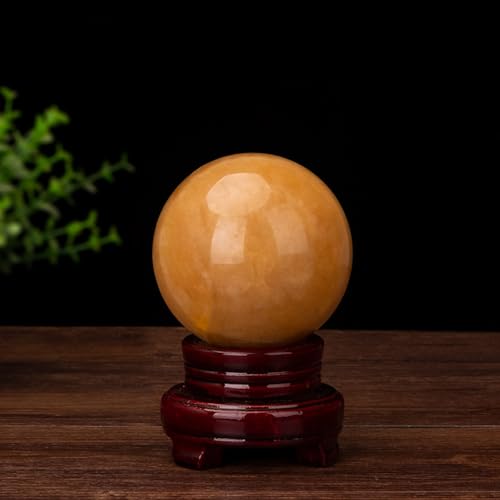 Esfera de citrina de 8cm con soporte de madera para decoracion 7