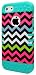 New Impact Hybrid Combo Hard Case Soft Rubber for Iphone 5 Rainbow Chevron Teal Blue Skin