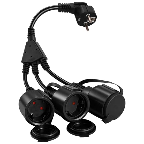 Rallonge d'alimentation avec 3 Prises Multiprise avec Flexible 3 en 1 Schuko Câble de...