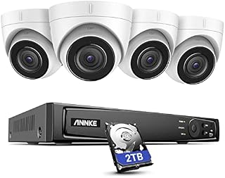 ANNKE H800 4K PoE CCTV Camera System, 8CH H.265+ NVR and 4x 8MP Outdoor Security IP Cameras with AI Detection, IP67 Weatherproof, 100 ft Night Vision, 2TB Hard Drive for 24/7 Audio Recording