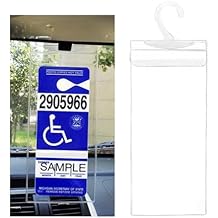 KVAEY Handicap Placard Holder, 11.6"5" Transparent Disabled Parking Permit Protective Holder Sleeve, Automotive Disabled Placard Cover with Large Hanger, Car Accessories 1 PCS