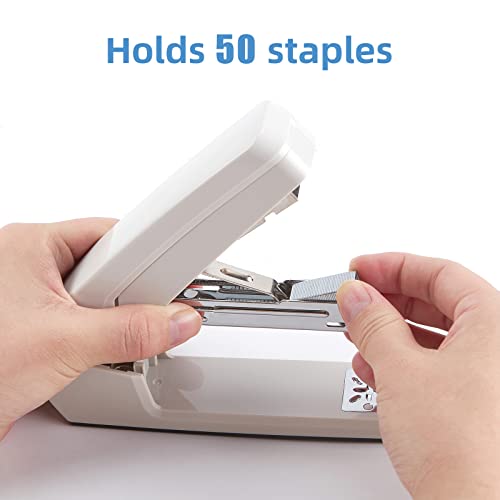 Ezwork Swing-Arm Swivel Stapler, 25 Sheets Capacity, 360 Degree Rotate Desk Staplers For Booklet Or Book Binding, White #TOP4