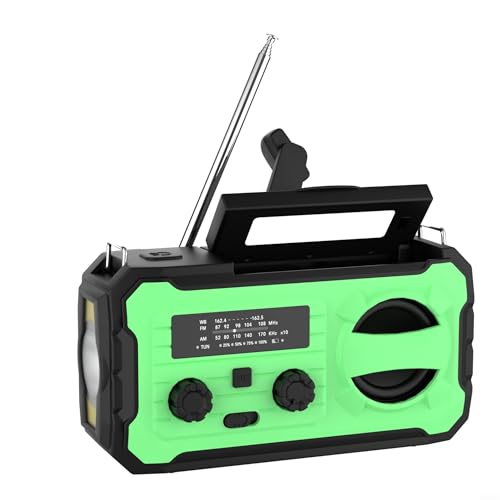 Radio solaire manivelle noire avec batterie portable 4000 mAh et lampe intégrée