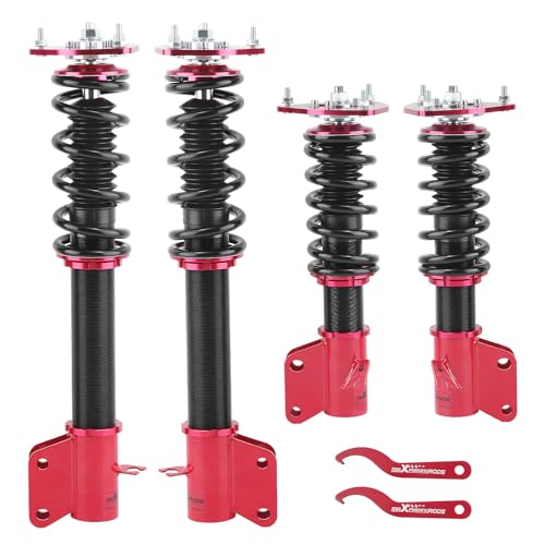 maXpeedingrods Coilovers for Subaru Impreza WRX 2000-2007, STI 2000-2004, for Subaru Forester SG 2003-2008, Height Adjustable Coilovers Suspension Kit, Preset Damping Shock Absorber Lowering Kit Red