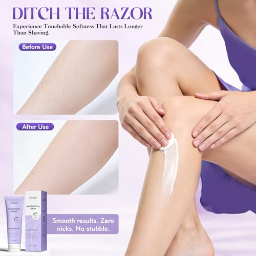 Body & Facial Hair Removal Cream for Women & Men, Painless Depilatory Cream for Sensitive Skin, Gentle Hair Remover for Legs, Arms, Underarms & Bikini Line with Spatula Applicator (1 PCS)