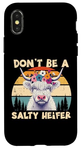 Highland Cow Don't Be Salty Heifer Divertenti Donne Ragazze Bambine Custodia per iPhone X/XS