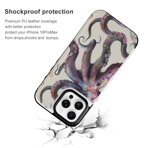 Étui portefeuille iPhone 16 Pro Max pieuvre idéal pour vos sorties - 2