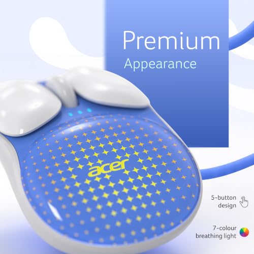 Image of Acer ErgoSoft Wireless Mouse | 2.4GHz + Dual Bluetooth 5.0 | Detachable Silicone Palm Rest & Clear Cover | 3-Level 1600 DPI | 7-Color Breathing Light | Rechargeable 400mAh Battery