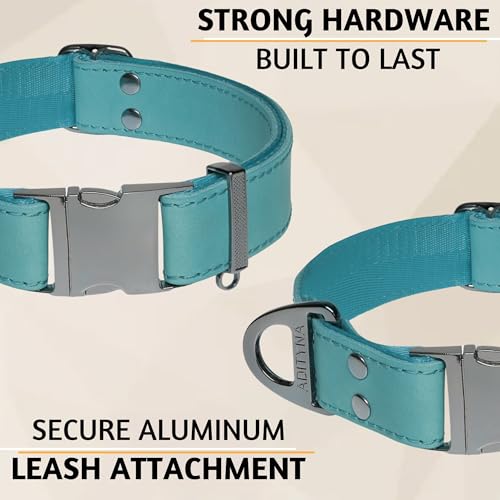 Image of ADITYNA Leather Dog Collar for Large & Extra Large Dogs, Adjustable 19-30 inch | Padded, heavy-duty metal buckle. Great for walking, training - ideal for Rottweiler, German Shepherd, Golden Retriever.