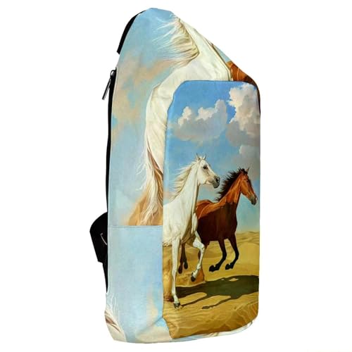 Sac à dos à bandoulière chevaux du désert 16x36cm pour randonnée