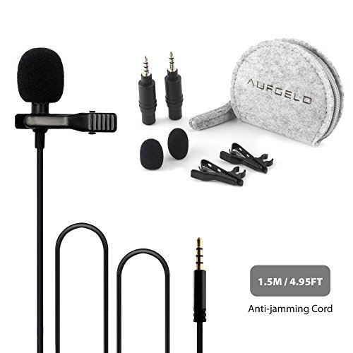 Professional Best Small Mini Lavalier Lapel Omnidirectional Condenser Microphone for Apple iPhone Android Windows Cellphones Clip On Interview Video Voice Podcast Noise Cancelling Mic Blogger Vlogger