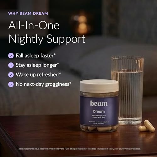 Beam Dream Sleep Capsules, L-Theanine, Apigenin, Reishi and Magnesium, Third Party Tested Natural Sleep Aid & Sleep Supplement for Deep Sleep, Relaxation and Recovery, Sleep Support, 30 Servings - Image 3