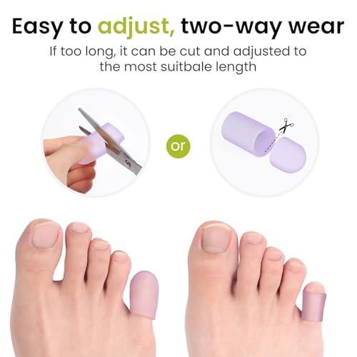 Image of Bukihome Silicone Toe Protectors - 12 Pack Gel Toe Sleeves Toe Protectors - Toe Caps Toe Cushions for Pain Relief, Toe Protection for Corns, Calluses (Lavender, Pinky)