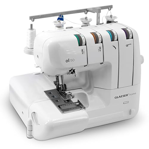 GLAESERhome | Overlock Nähmaschine ol 50 | Näht u. Schneidet in einem Arbeitsschritt | Overlock Maschine mit Einstellbarer Stichlänge | Einfach Handhabung