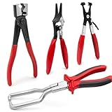Miosugo 4 Stück Schlauchklemmenzange Set, Federstahlbandzange, Zange für Schlauchschellen, Kühlerschlauch Zange, KFZ Schellenzange Set