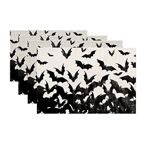 Halloween Decorations Bat Placemats 12 X 18 Inch Set Of 4 Party Décor Rustic Vintage Washable Table Mats Ap177 #TOP9