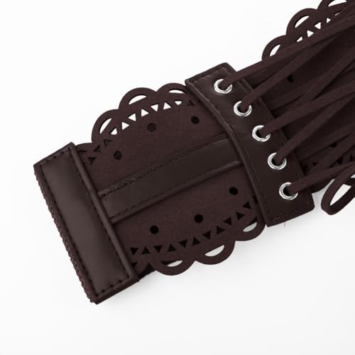 Women's Elastic Belt PU Leather Corset Belt High Stretchy Webbing Band Belt3
