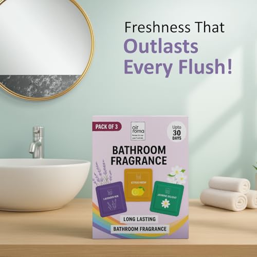 Image of AIR ROMA Pocket Bathroom Air Freshener 10gx3, Lavender, Citrus, Jasmine, Lasts up to 30 days, Germ Protection for for Bathroom, Toilet, Home & Office