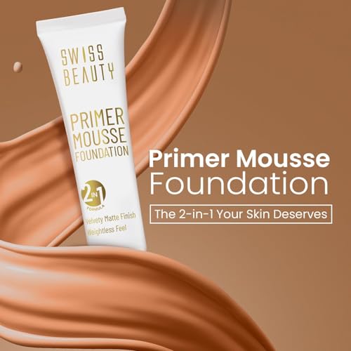 Image of Swiss Beauty Primer Mousse Foundation Weightless Smooth & Velvet Touch, Face Makeup, Natural Beige