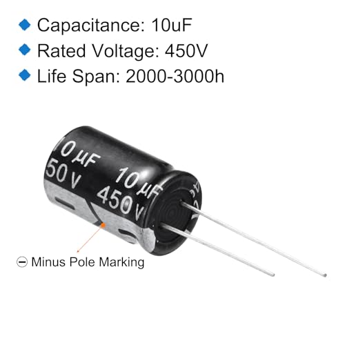 QUARKZMAN 5 sztuk kondensatorów 10uF 450V Elkos kondensator aluminiowy elektrolitowy 20x13mm Kondensatory elektrolitowe, Czarny