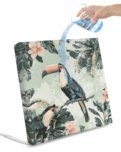 2 Pack Tropical Parrot Waterproof Cushion Covers with Ties, Outdoor Patio Chaise Lounge Chair Seat Cushion Slip Covers Replacement(Only Cover) Animal Flower Vintage Palm Tree Plant 20