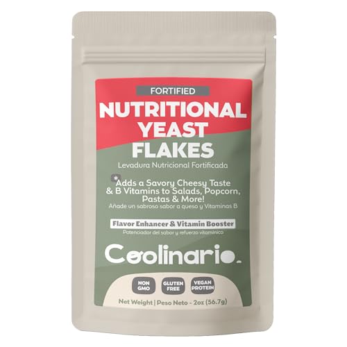 Coolinario Fortified Nutritional Yeast Flakes (2 Oz) Savory Cheese-Like Flavor