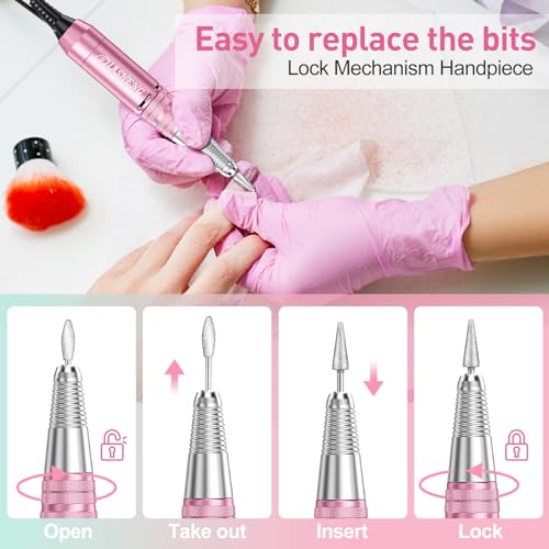 Jiasheng Electric Nail Drill, 30000rpm Professional Nail Drill Machine, Compact Electrical Nail File Kit for Acrylic Gel Nails Efile Drill for Manicure and Pedicure Salon Use by JIASHENG - Image 4