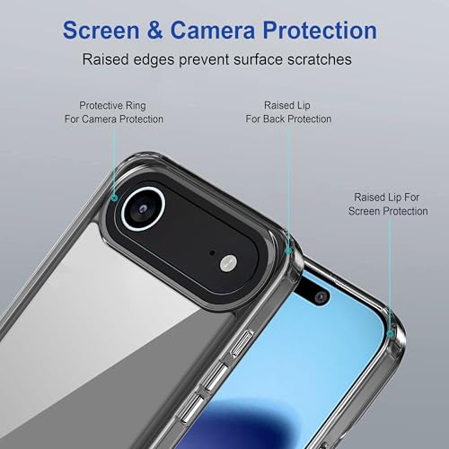 Image of amazon basics Back Case Cover for iPhone 17 Air | Compatible for iPhone 17 Air Back Cover | Case Cover with Camera Protection | (TPU + PC | Translucent Black)