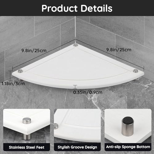 Image of Segbeauty Fast Drying Corner Counter Shelf, 9.85in Instant Dry Corner Sink Organizer Diatomite Tray, Water Absorbent Tray for Bathroom Counter Decor, Side Countertop Organizer for Soap Dispenser