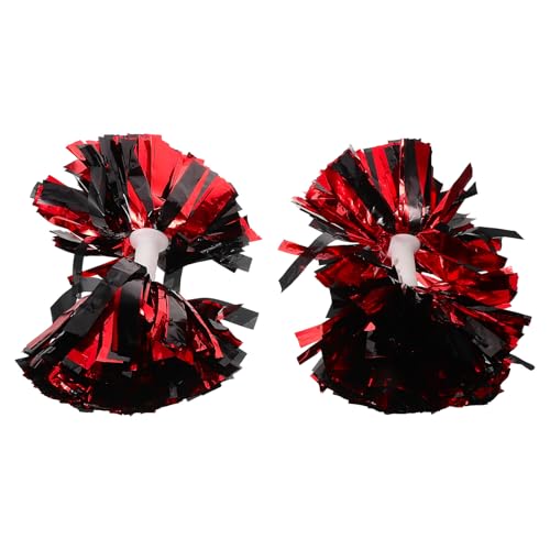 Pompons de cheerleading brillants rouge et noir 13cm