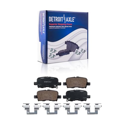 Image of Detroit Axle - Brake Pads for 2003-2008 Honda Pilot Front and Rear Ceramic Brake Pads with Hardware Kit 2004 2005 2006 2007 Replacement