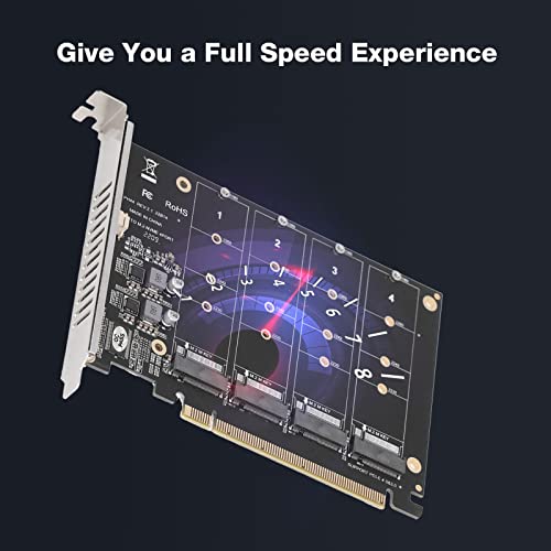 PCIE Expansion Card,M.2 NVME SSD to PCIE X16 Adapter Card 4 Port High Speed 4x32Gbps Soft Raid Card,with Individual LED Indicator,for Computers PC - Thumbnail 6