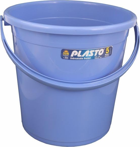 Image of Plasto Unbreakable Plastic Triangle Print Bucket for Home & Bathing with Handle | Easy to Clean | Pack of 2 | Multicolor (10 LTR)