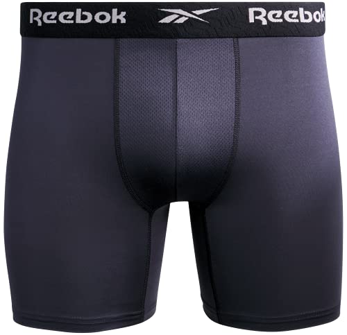 Reebok Men's Active Underwear - Performance Boxer Briefs (4 Pack), Size Large, BlackBlue Ink4