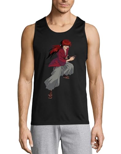Camiseta sin mangas de algodón premium Anime 245 negro con acabados reforzados