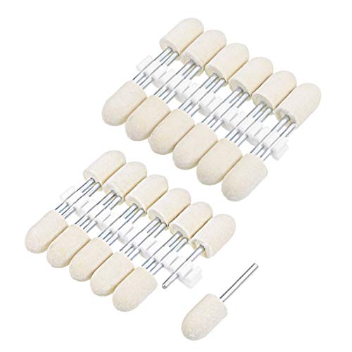uxcell 12mm Wool Felt Mounted Points Tapered Polishing Bits Burrs Buffing Wheels Grinding Head with 1/8" Shank 24 Pcs