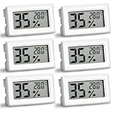 6 PCS Room Thermometer Mini Digital Room Thermometer Humidity Meter Gauge Accurate Indoor Hygrometer Large LCD Display Celsius for Home Office Greenhouse Baby Cellar Garden - Battery Included