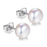S.Leaf AAA + Freshwater Cultured Pearl Stud Earrings for Women Sterling Silver Everyday Wear (White,...