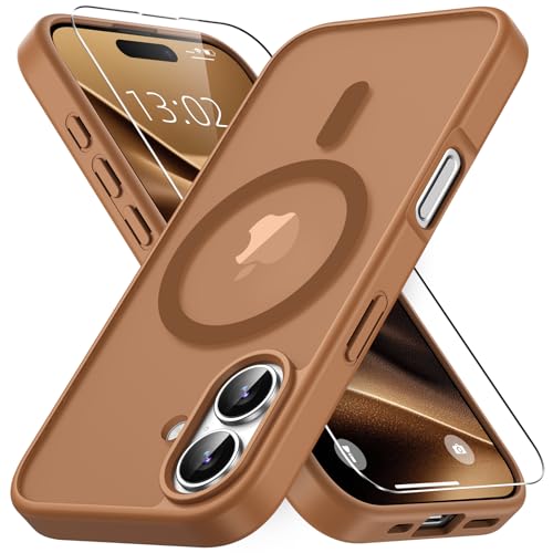 Coque iPhone 16 anti-choc brune idéale pour le bureau et les sorties