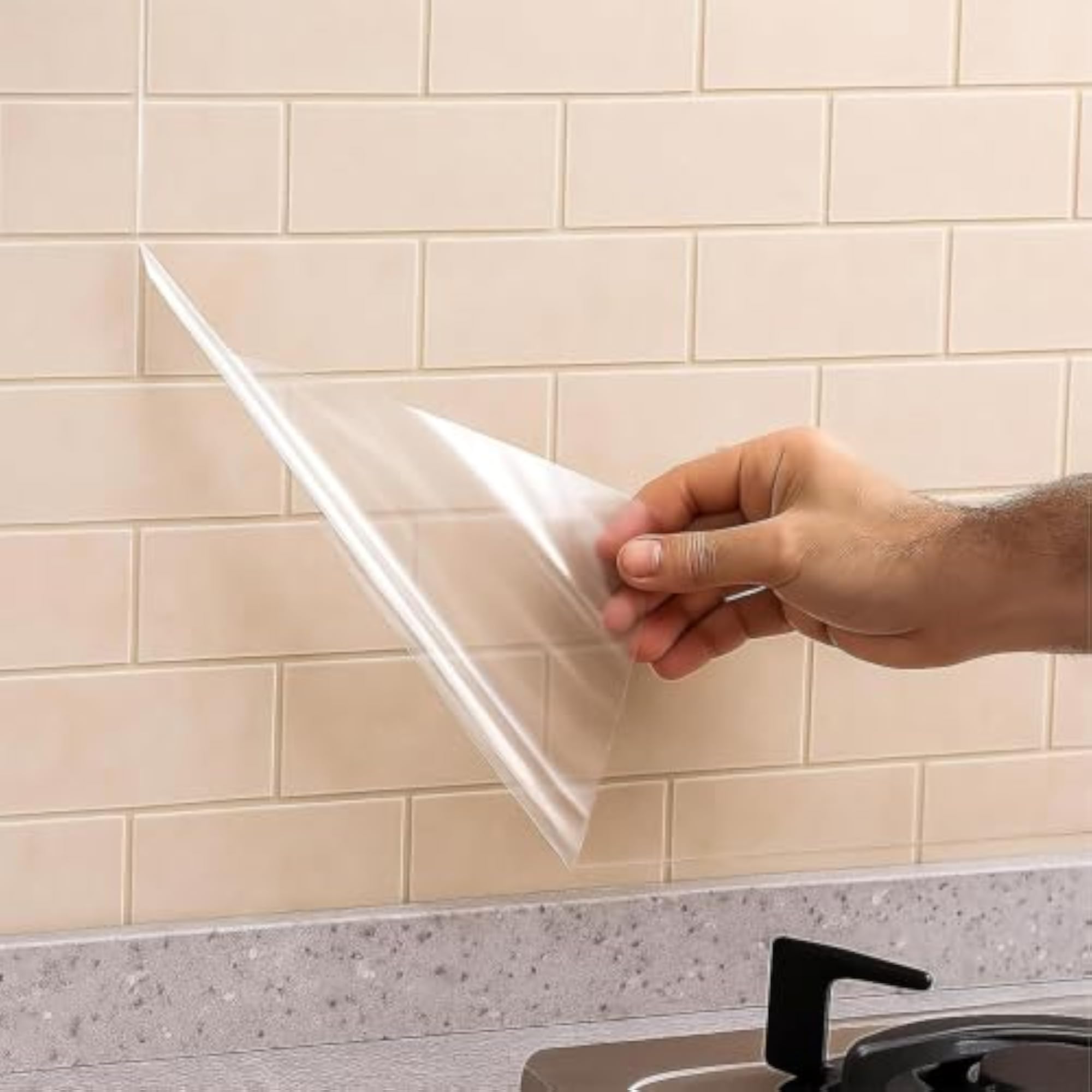 Transparent Wall Protection Sheet, Self-Adhesive Contact Paper for Kitchen Backsplash and Cabinets