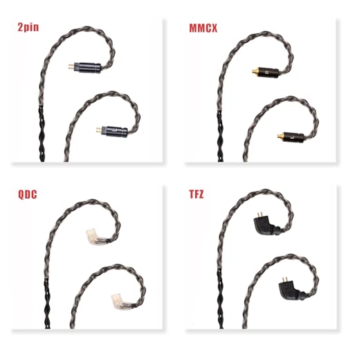 Image of Yongse 2PIN /MMCX /TFZ /QDC IEM Headphone Replacement Cable, 6N OCC 4ft Upgraded Stereo 3.5 /4.4mm Balanced Jack, Silver Plated 8 Strand Earphone Earbuds Audio Extension Cord - QDC 3.5mm with Mic