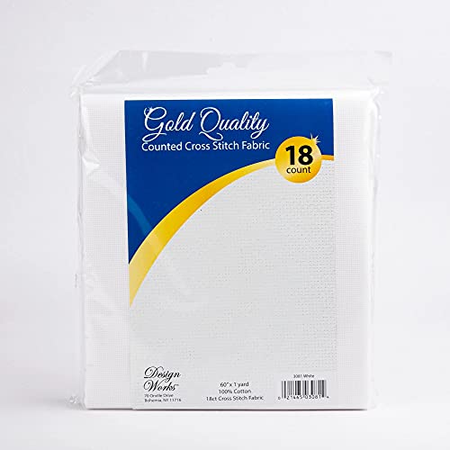 Design Works Crafts 18 Pre-Cut For Counted Cross Stitch (Gold Quality) -White Aida Fabric #TOP30